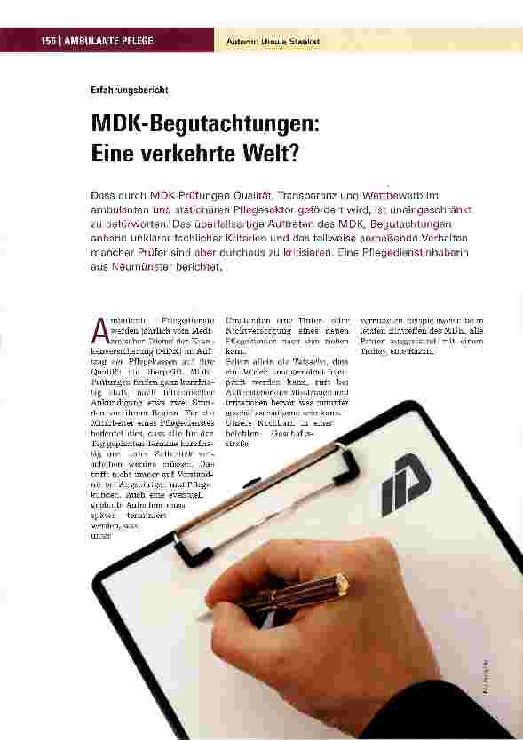 Vorschauseite 1: MDK-Begutachtungen Eine verkehrte Welt?