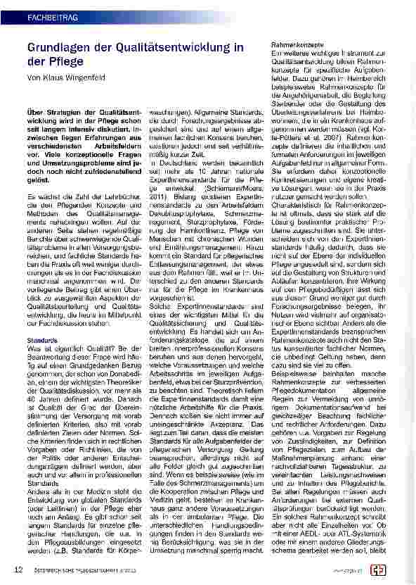 Vorschauseite 1: Grundlagen der Qualitätsentwicklung in der Pflege