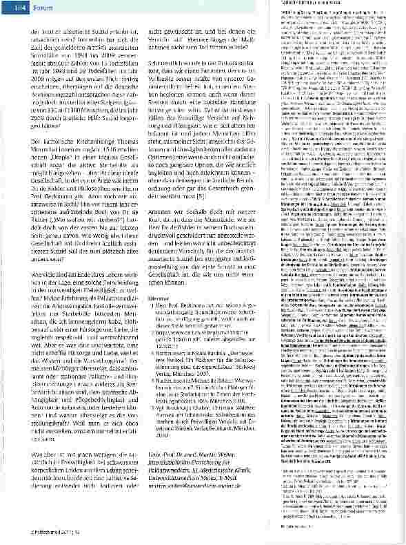 Vorschauseite 2: „Autonomie am Lebensende - bis in den Tod?