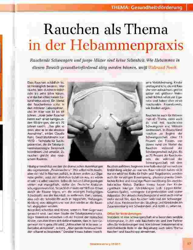 Vorschauseite 1: Rauchen als Thema in der Hebammenpraxis