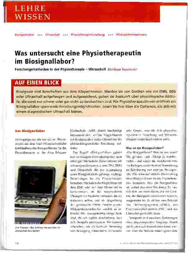 Vorschauseite 1: Was untersucht eine Physiotherapeutin im Biosignallabor?