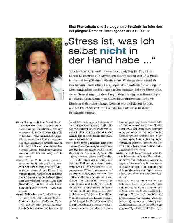Vorschauseite 1: Stress ist, was ich selbst nicht in der Hand habe ...