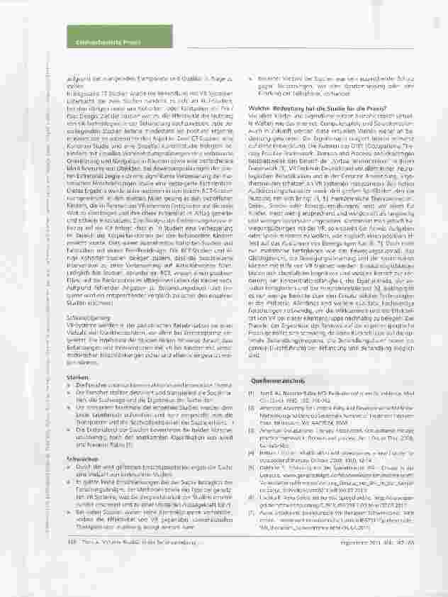Vorschauseite 2: Nutzerfreundliche Studienzusamnnenfassung Virtuelle Realität in der Befunderhebung und der Behandlung von Kindern mit motorischen Störungen: Ein systematisches Review