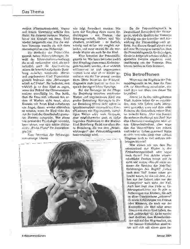 Vorschauseite 2: PRÄNATALDIAGNOSTIKWER IST VON DEN FOLGEN BETROFFEN?