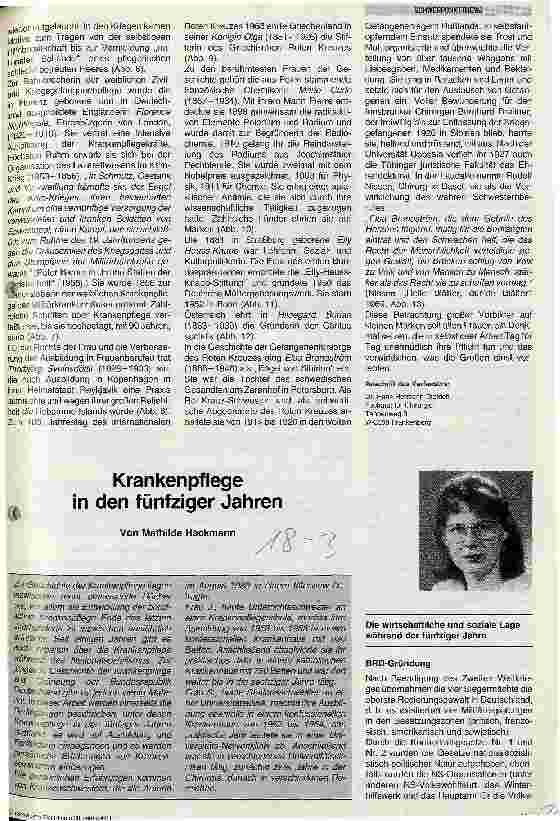 Vorschauseite 1: Krankenpflege in den fünfziger Jahren Zur Geschichte der Krankenpflege