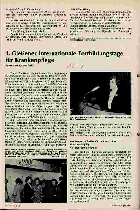 Vorschauseite 1: 4. Gießener Internationale Fortbildungstage für Krankenpflege