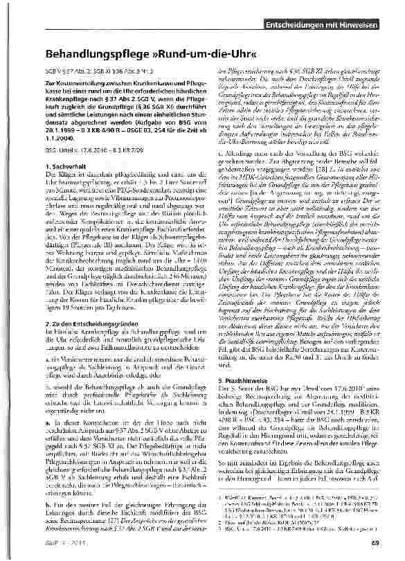 Vorschauseite 1: Behandlungspflege »Rund-um-die-Uhr« SGB V § 37 Abs.2; SGB XI § 36 Abs. 3 Nr. 3