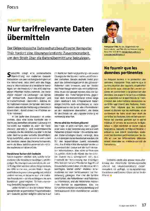 Vorschauseite 1: Nur tarifrelevante Daten übermitteln