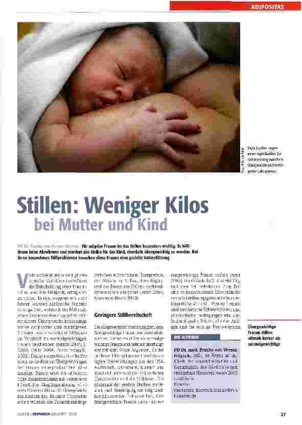 Vorschauseite 1: Stillen: Weniger Kilos bei Mutter und Kind