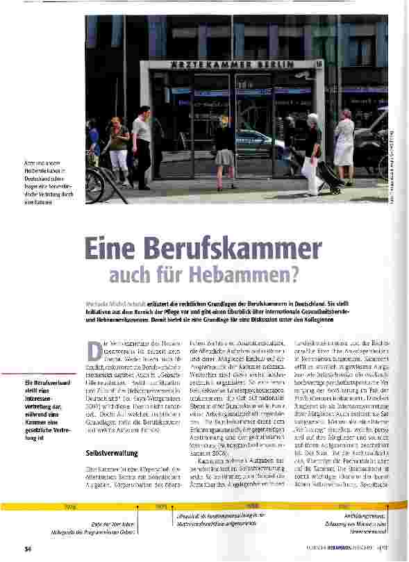 Vorschauseite 1: Eine Berufskammer auch für Hebammen?