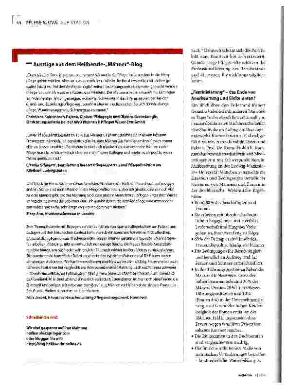 Vorschauseite 3: Von Schwestern und Brüdern -wird die Pflege männlich?
