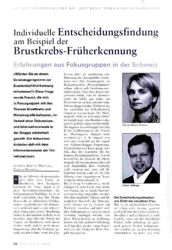 Vorschauseite 1: Individuelle Entscheidungsfindungam Beispiel der Brustkrebs-Früherkennung