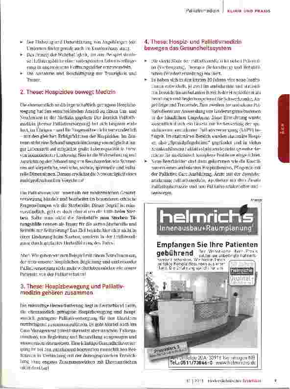 Vorschauseite 2: Fünf Thesen und sieben Fragen zur Hospizund Palliativarbeit