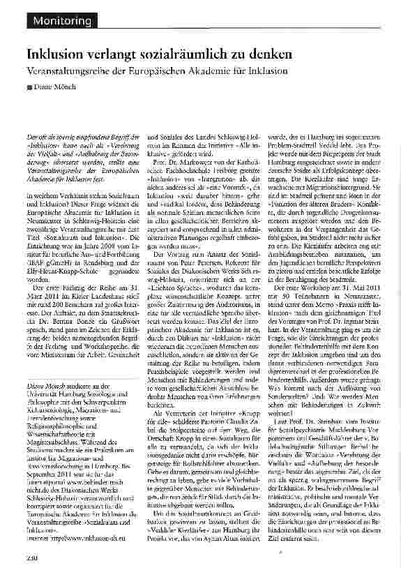 Vorschauseite 1: Inklusion verlangt sozialräumlich zu denken