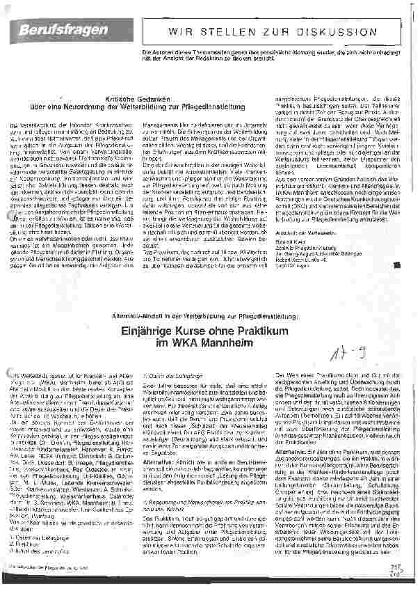 Vorschauseite 1: Einjährige Kurse ohne Praktikum im WKA Mannheim