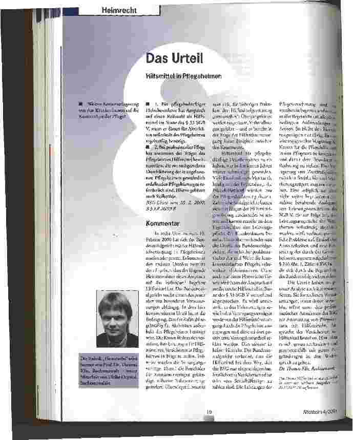 Vorschauseite 1: Das Urteil Hilfsmittel in Pflegeheimen