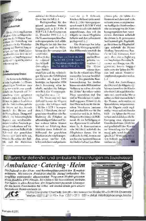 Vorschauseite 2: Das Urteil Hilfsmittel in Pflegeheimen