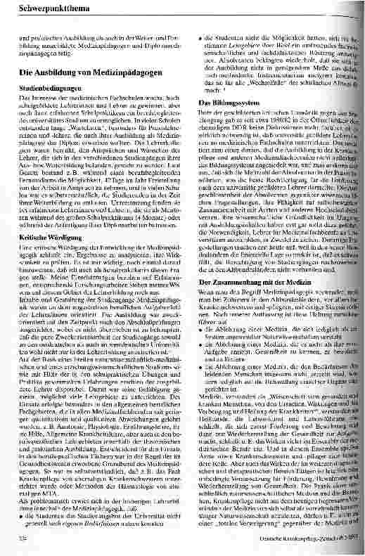 Vorschauseite 3: Was heißt und zu welchem Zweck studiert man Medizinpädagogik?