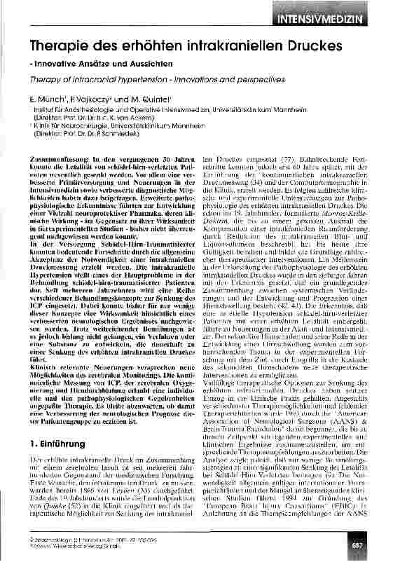 Vorschauseite 1: Therapie des erhöhten intrakraniellen Druckes