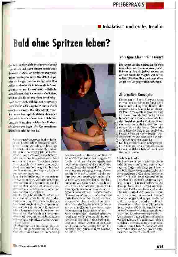 Vorschauseite 1: Bald ohne Spritzen leben?