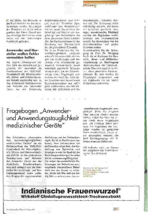 Vorschauseite 4: Anwenderund Anwendungstauglichkeit von medizinischen Geräten Umfrage