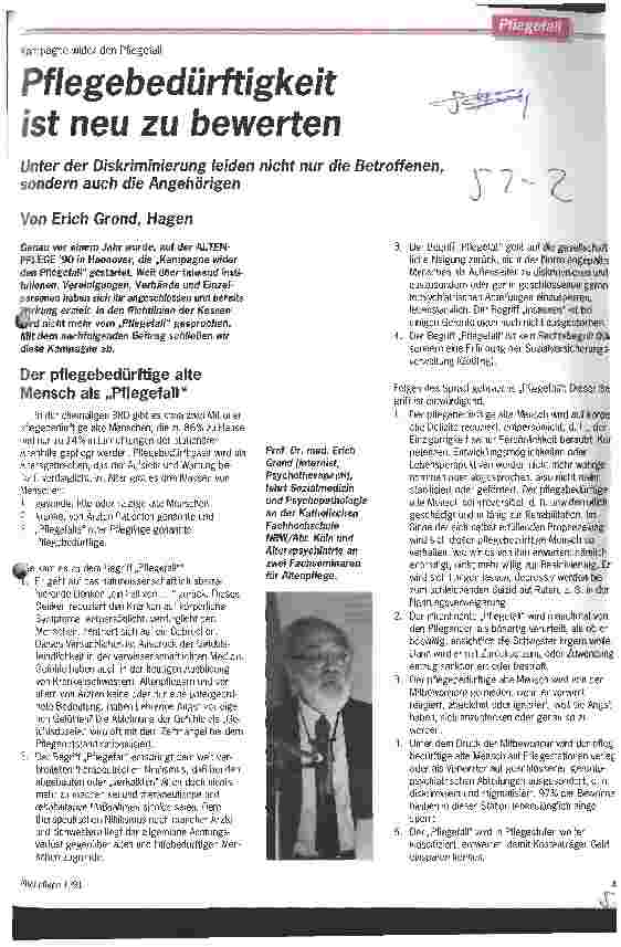 Vorschauseite 1: Pflegebedürftigkeit ist neu zu bewerten