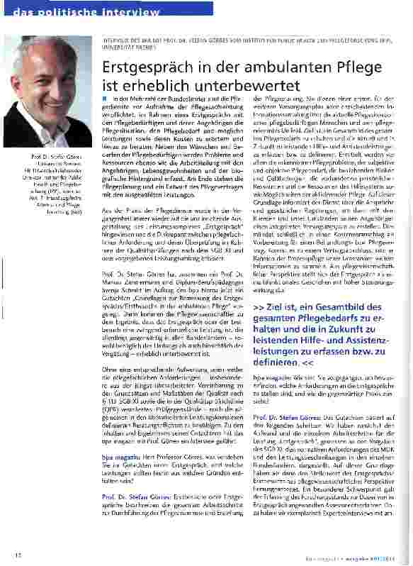 Vorschauseite 1: Erstgespräch in der ambulanten Pflege ist erheblich unterbewertet