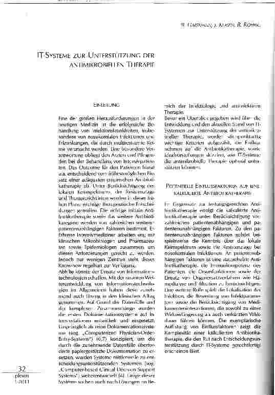 Vorschauseite 1: IT-SYSTEME ZUR UNTERSTÜTZUNG DER ANTIMIKROBIELLEN THERAPIE