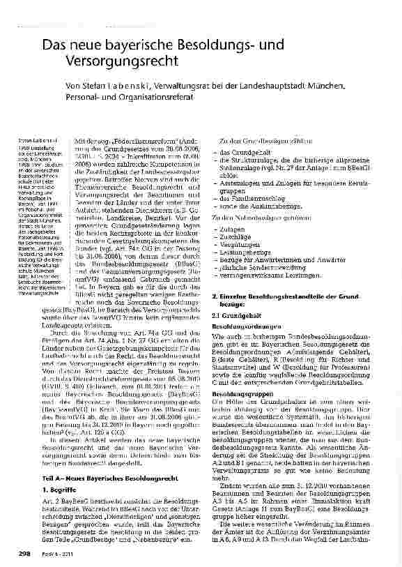 Vorschauseite 1: Das neue bayerische Besoldungsund Versorgungsrecht