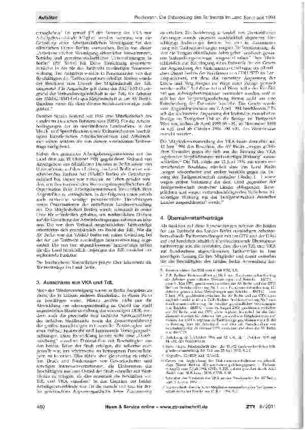 Vorschauseite 2: Die Entwicklung des Tarifrechts im Land Berlin seit dem Ausschluss aus den Arbeitgeberverbänden 1994