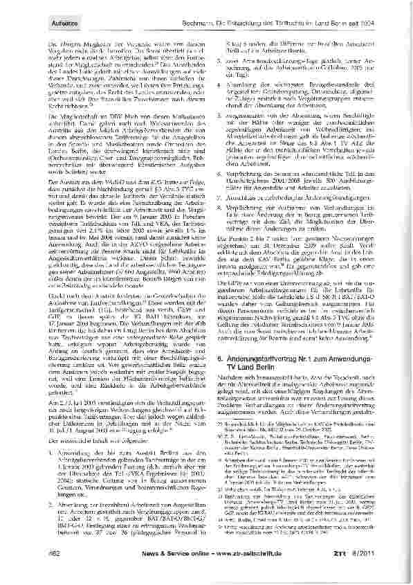 Vorschauseite 4: Die Entwicklung des Tarifrechts im Land Berlin seit dem Ausschluss aus den Arbeitgeberverbänden 1994