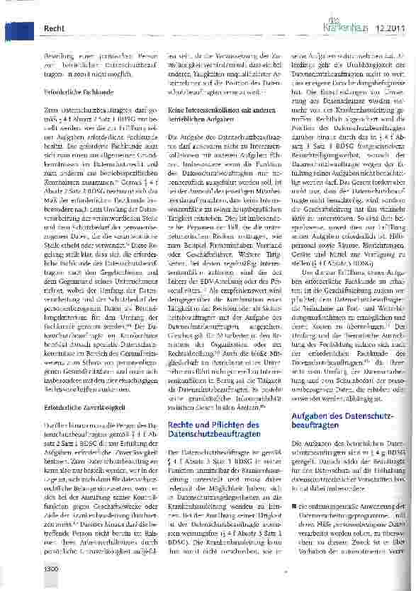 Vorschauseite 2: Der betriebliche Datenschutzbeauftragte im Krankenhaus
