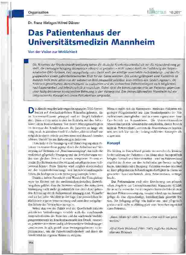 Vorschauseite 1: Das Patientenhaus der Universitätsmedizin Mannheim