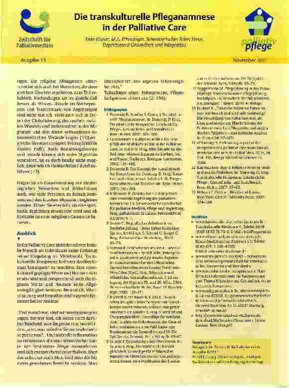 Vorschauseite 3: Die transkulturelle Pfleganamnese in der Palliative Care