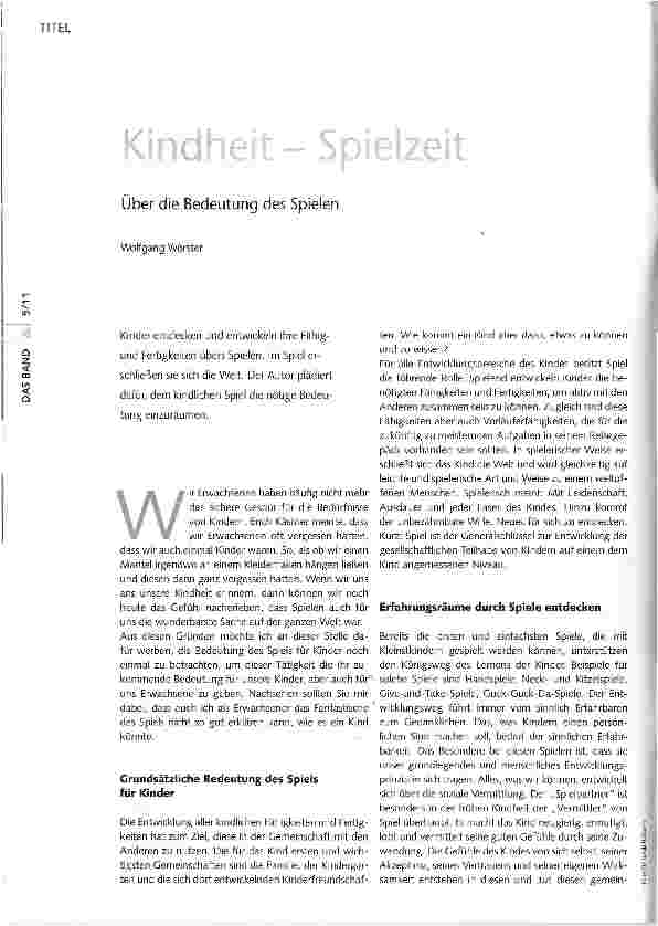 Vorschauseite 1: Kindheit - Spielzeit