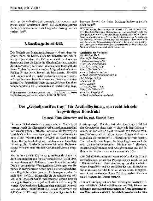 Vorschauseite 1: Der „Gehaltstarifvertrag für Arzthelferinnen, ein rechtlich sehr fragwürdiges Konstrukt