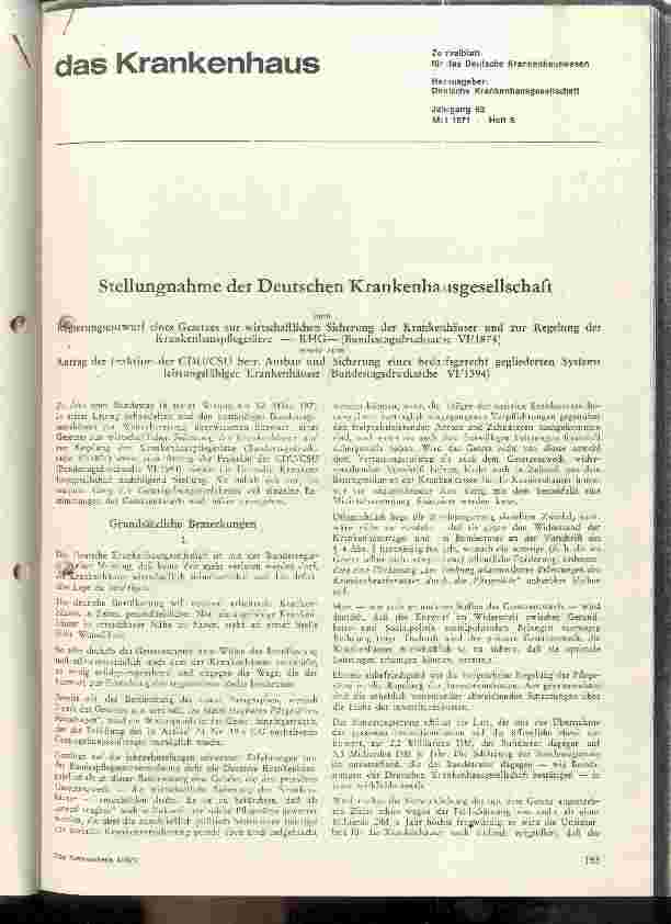Vorschauseite 1: Stellungsnahme der DKG zum KHG-Regierungsentwurf und zum Antrag der CDU-CSU