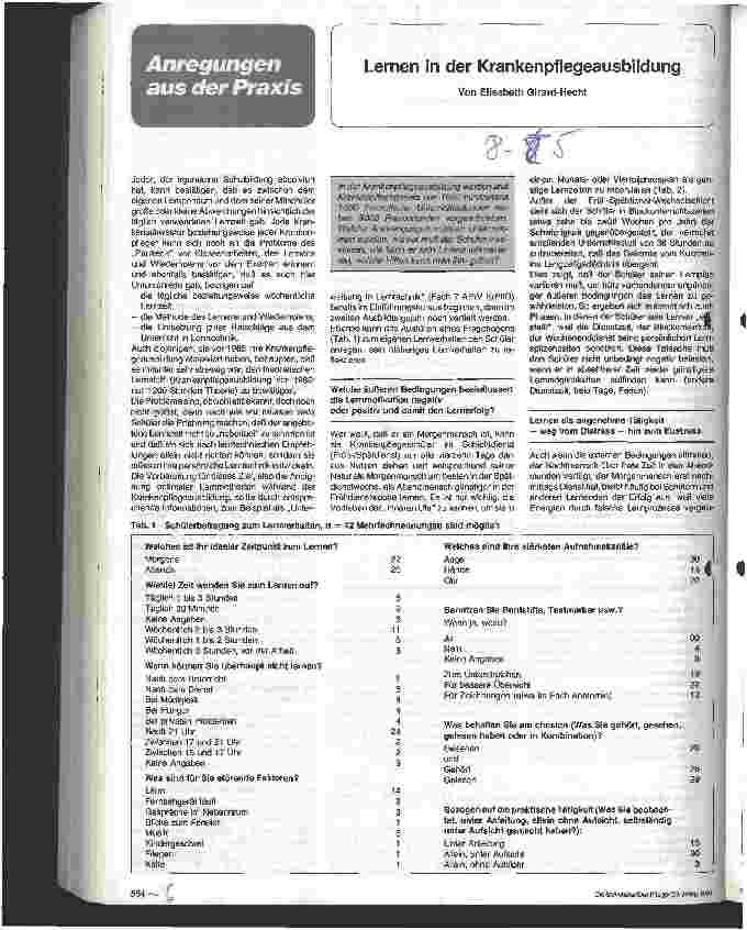 Vorschauseite 1: Lernen in der Krankenpflegeausbildung