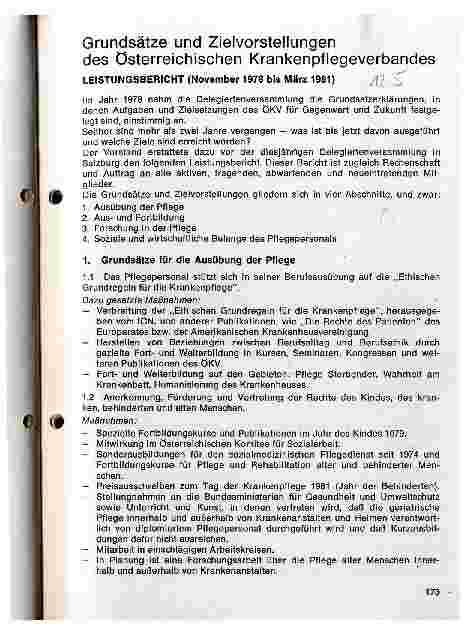 Vorschauseite 1: Grundsätze und Zielvorstellungen des Österreichischen Krankenpflegeverbandes (Leistungsbericht Nov. 78 - März81)