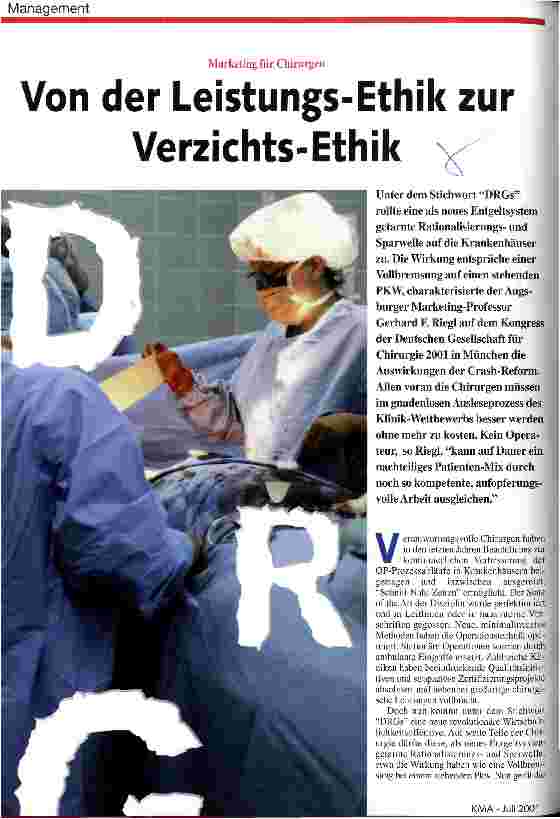 Vorschauseite 1: Von der Leistungs-Ethik zur Verzichts-Ethik Marketing für Chirurgen