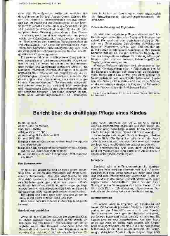 Vorschauseite 1: Bericht über die dreitätige Pflege eines Kindes