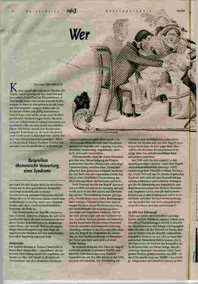 Vorschauseite 1: Wer ist aufmerksamkeitsgestört? Der Streit um ADS und Ritalin als Spiegel unserer Gesellschaft
