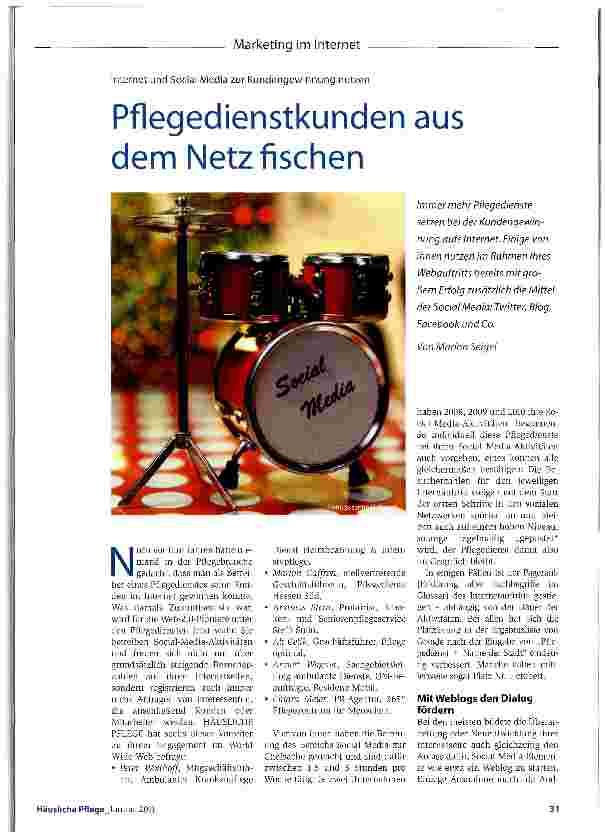 Vorschauseite 1: Internet und Social Media zur Kundengewinnung nutzenPflegedienstkunden aus dem Netz fischen