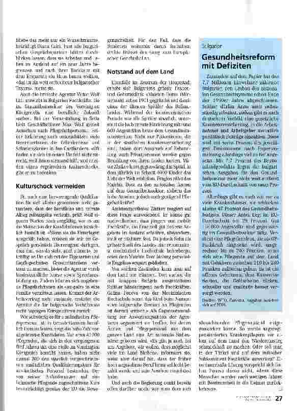 Vorschauseite 2: Abwerbung von PflegefachpersonalWie der bulgarische Traum zum Alptraum wird
