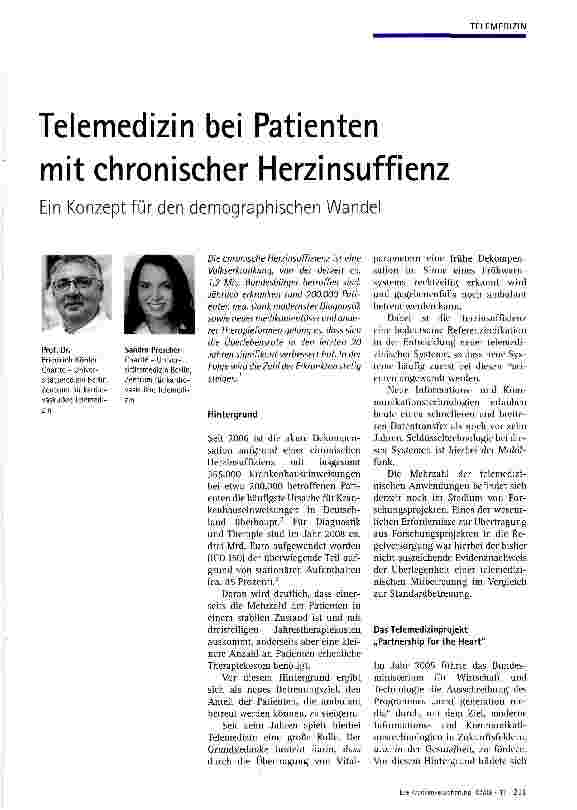 Vorschauseite 1: Telemedizin bei Patienten mit chronischer Herzinsuffienz