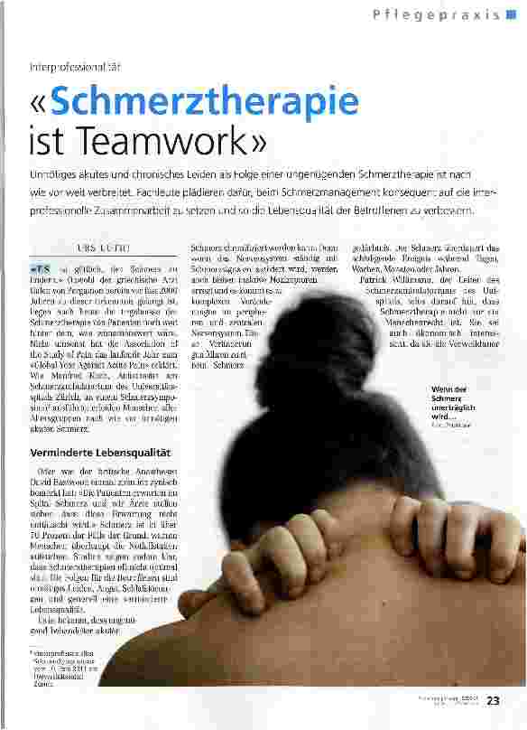 Vorschauseite 1: Schmerztherapie ist Teamwork