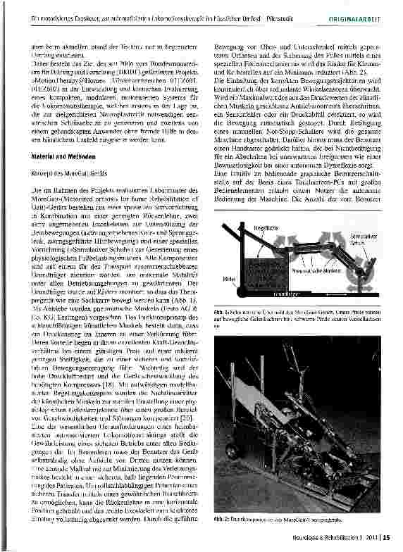 Vorschauseite 3: Ein motorisiertes Exoskelett zur automatisierten Lokomotionstherapie im häuslichen Umfeld -Ergebnisse einer Pilotstudie mit inkomplett Querschnittgelähmten