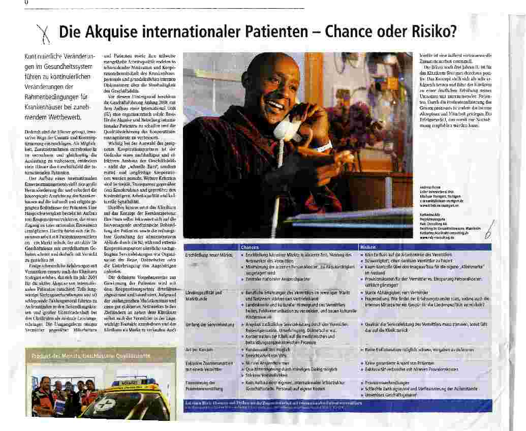 Vorschauseite 1: Die Akquise internationaler Patienten - Chance oder Risiko?