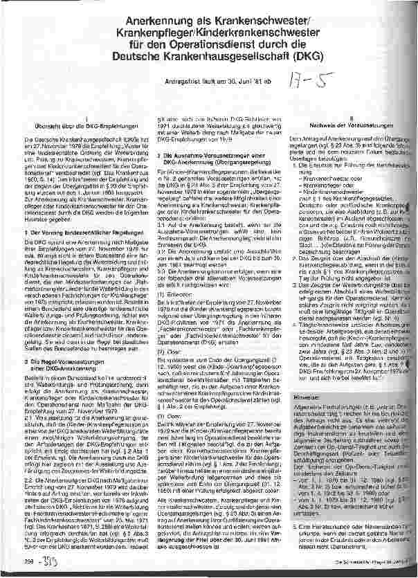 Vorschauseite 1: Anerkennung als Krankenschwester/Krankenpfleger/ Kinderkrankenschwester für der Operationsdienst durch die DKG