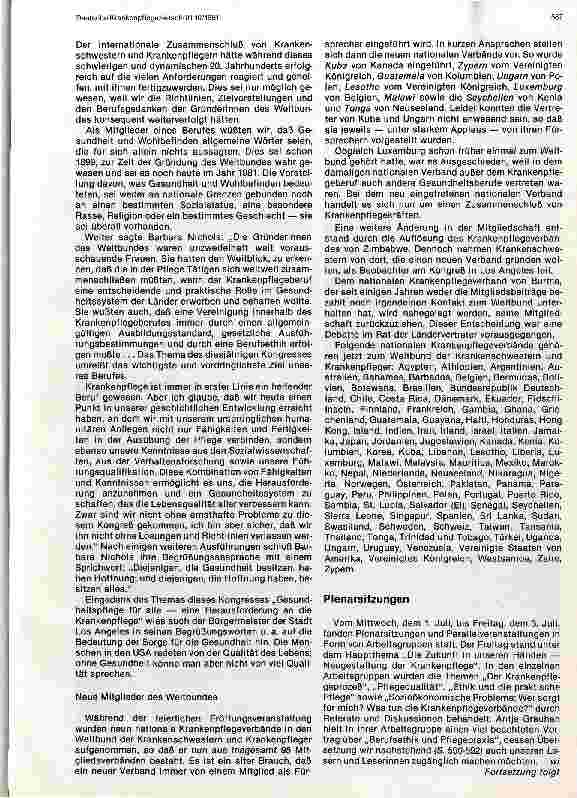 Vorschauseite 4: XVII.Kongreß des Weltbundes der Krankenschwestern und Krankenpfleger in Los Angeles/USA (28.06.-03.07. 1981)